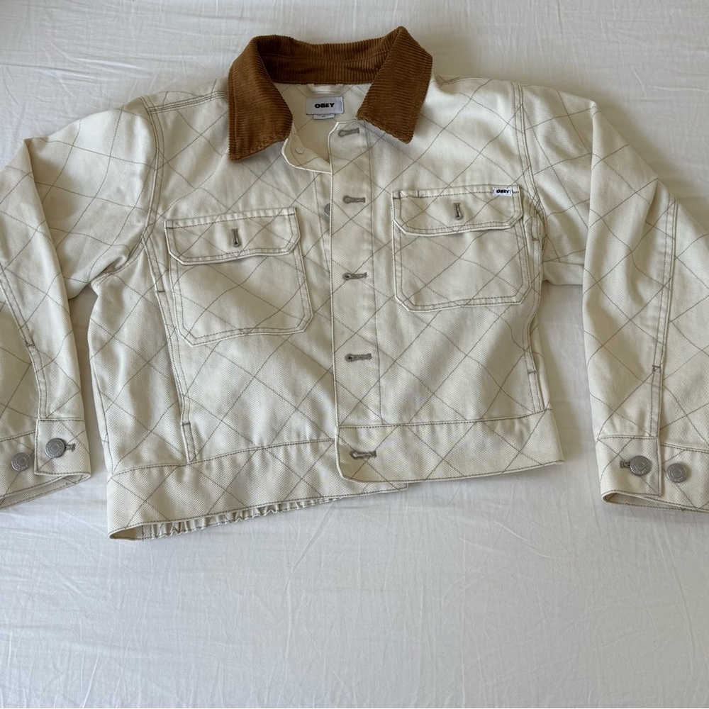 Obey Ariana Corduroy Collar Cotton Shirt Jacket